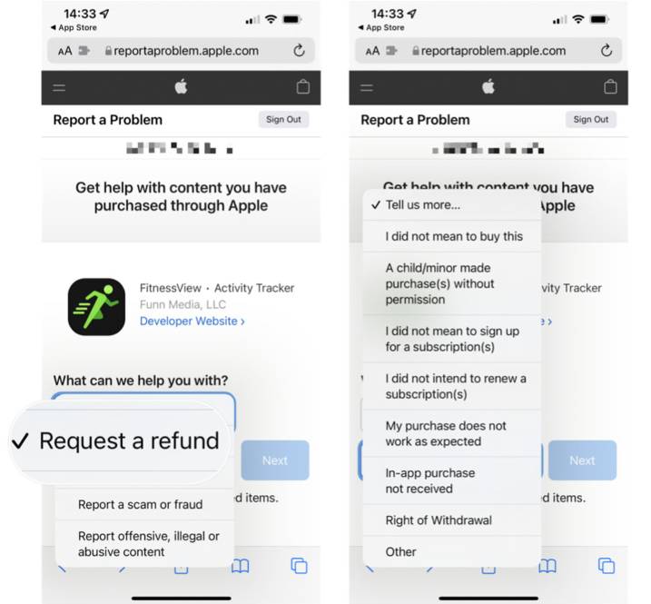 iPhone Request A Refund