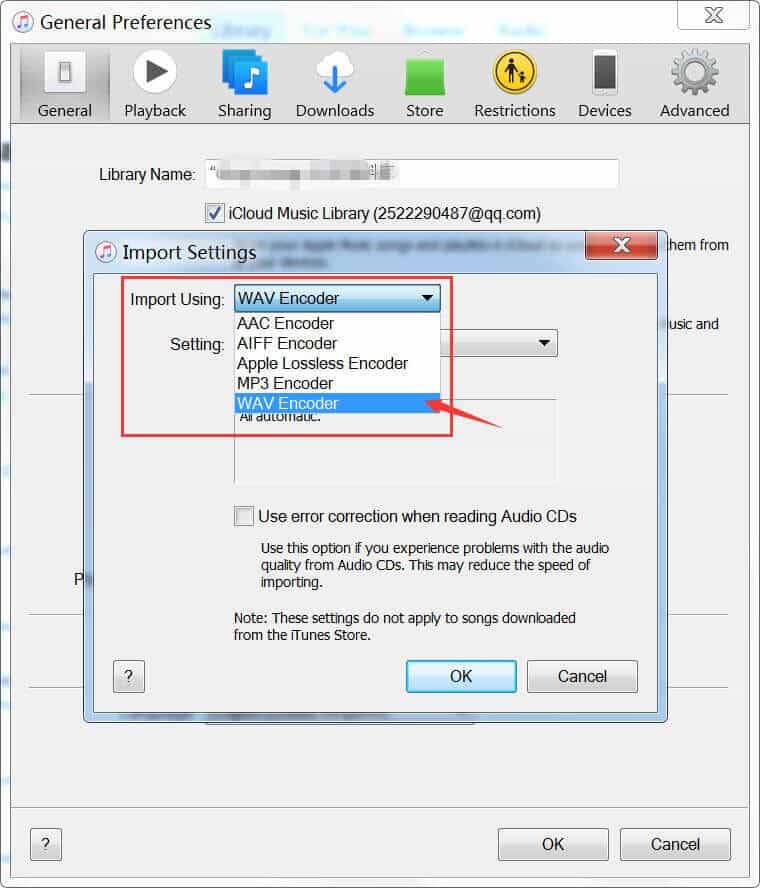 Modify iTunes Settings To WAV Encoder