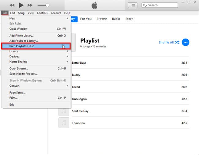 iTunes-Playlist auf Disc brennen