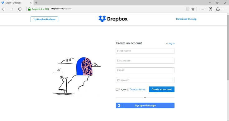 Iniciar sesión en Dropbox