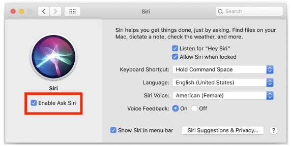 Wyłącz sugestie Siri Maca