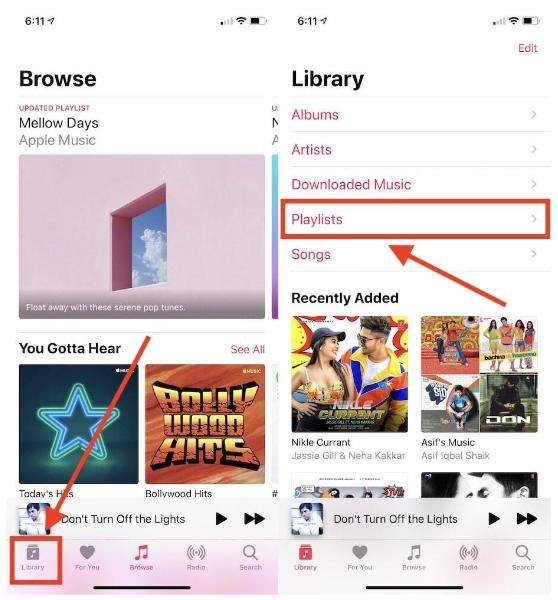 Biblioteca no aplicativo Apple Music