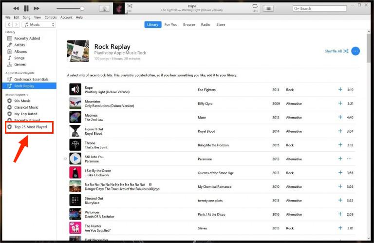 最も再生されたプレイリスト iTunes