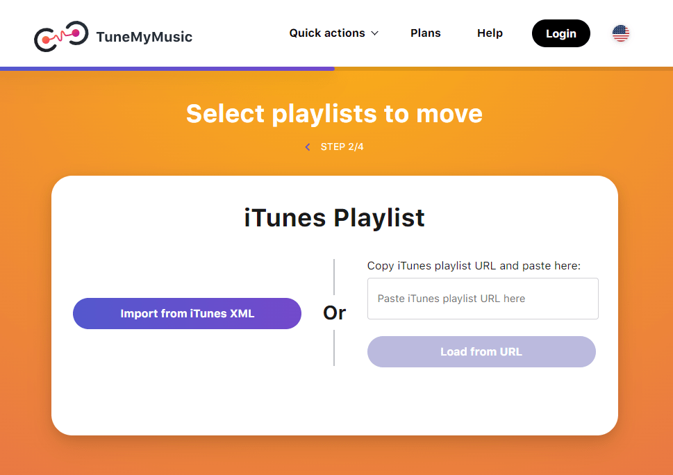 iTunes プレイリストをオンラインでインポートする