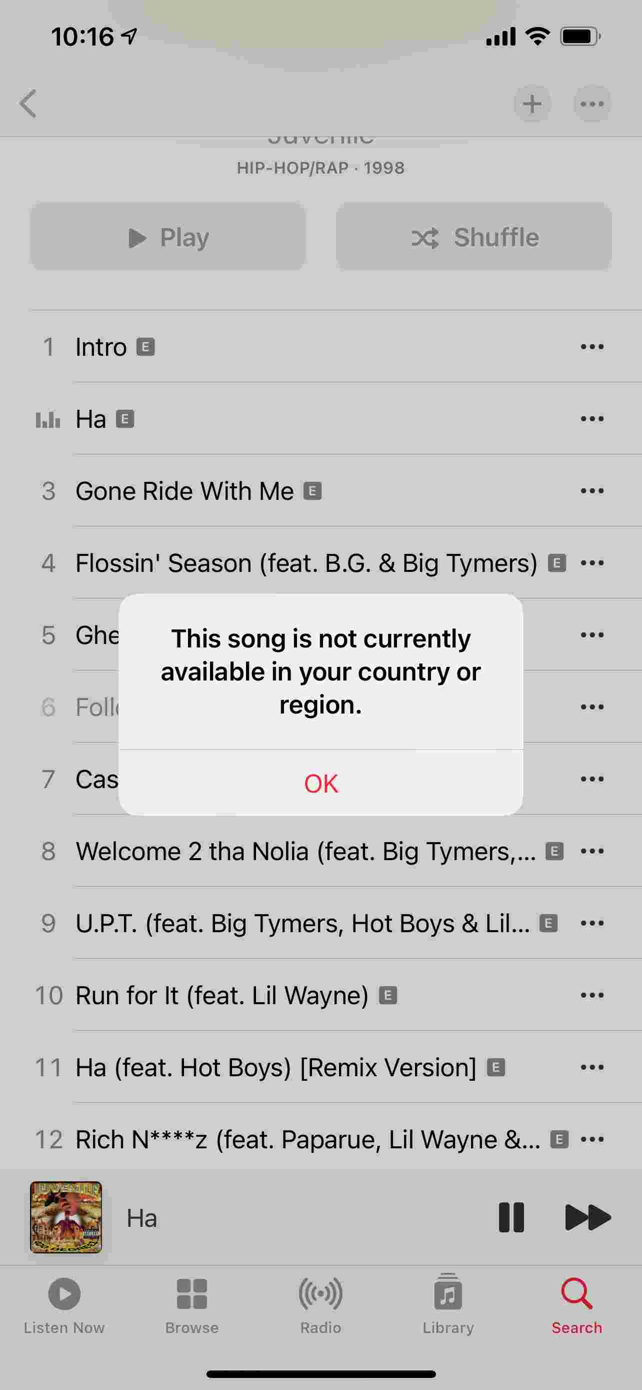 Restrictions régionales Apple Music