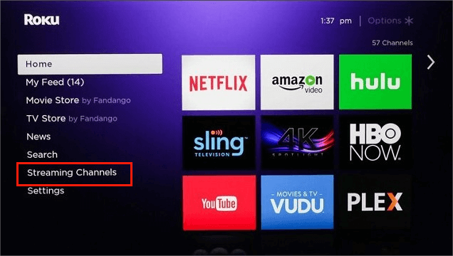 Canais de streaming de TV Roku