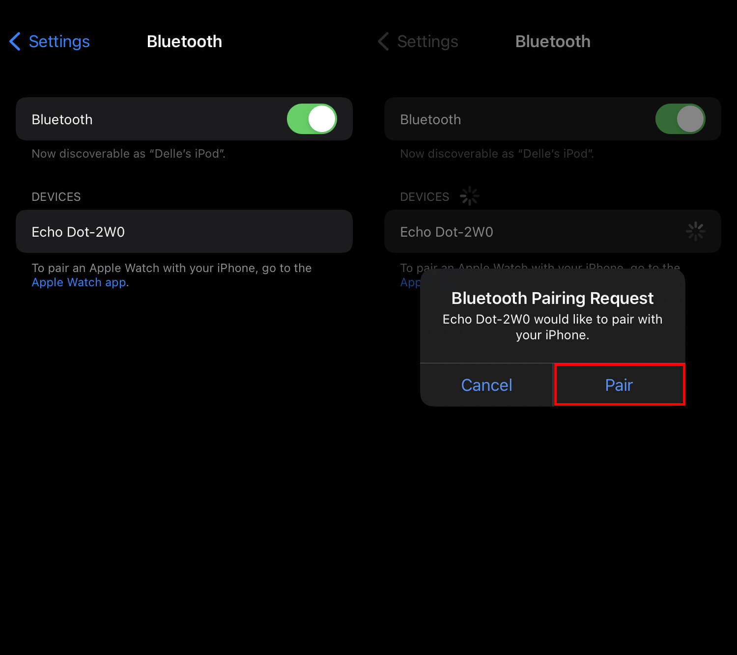 Воспроизведение iTunes на Alexa через Bluetooth