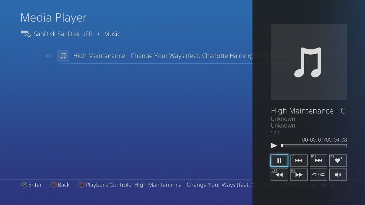 PS4で曲を再生