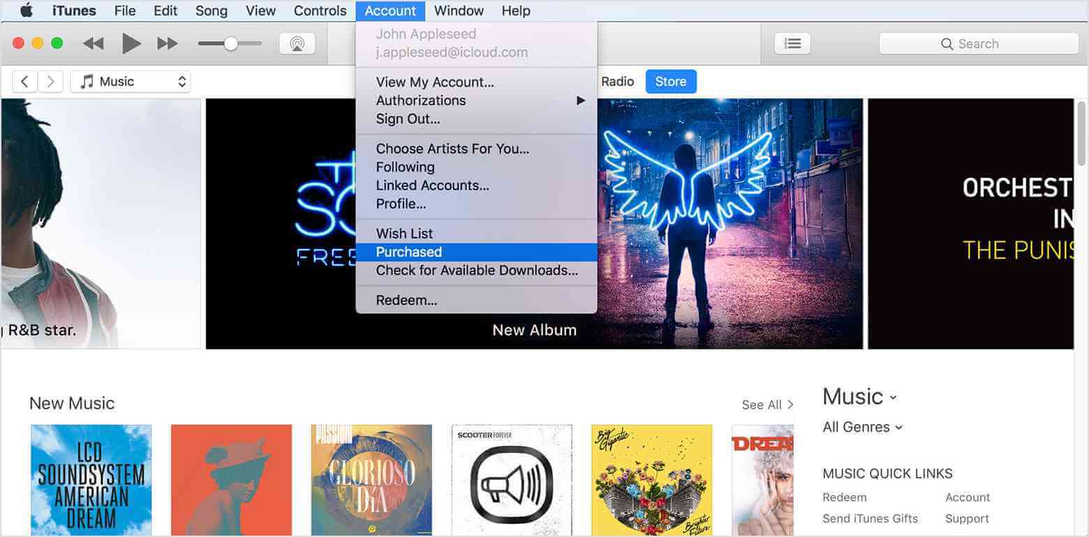 تنزيل الموسيقى المشتراة iTunes