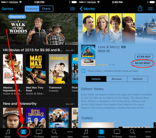 Rent Movies From iTunes On Store