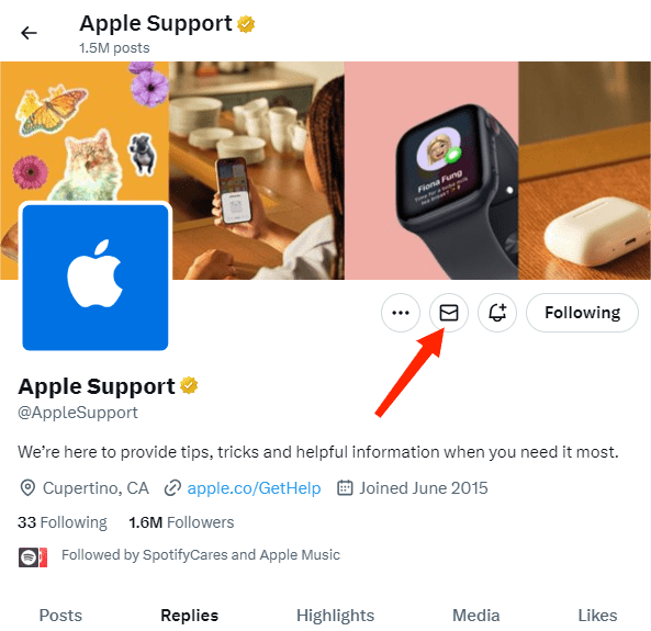 Segnala il problema al supporto Apple