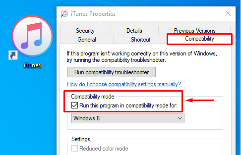 Run iTunes In Compatibility Mode