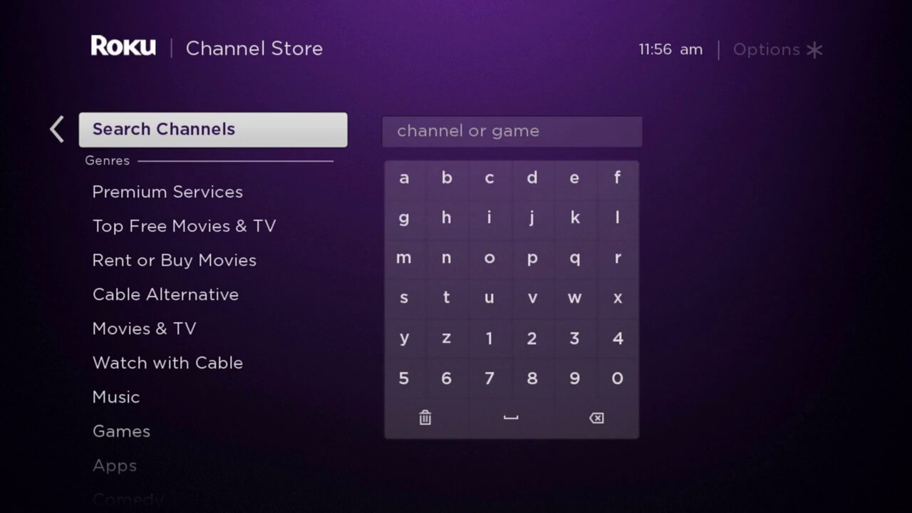 Cerca canali su Roku TV
