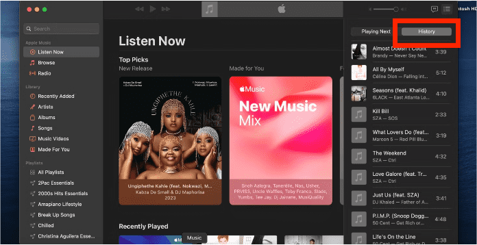 Apple Music Recently Played Mac