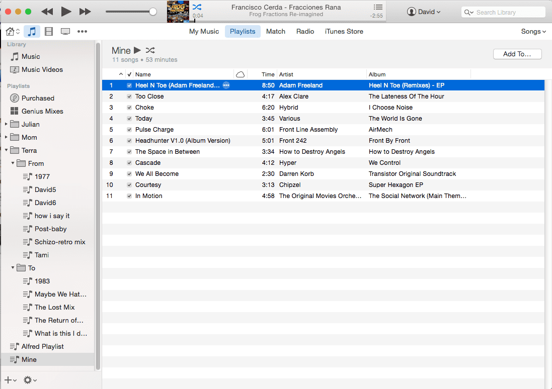 iTunes でプレイリストを選択する