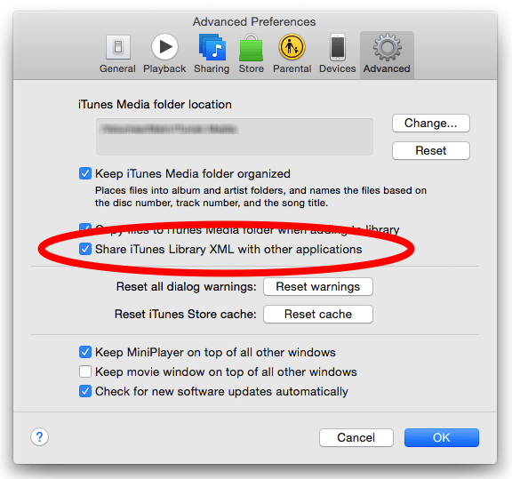 Share iTunes Library XML