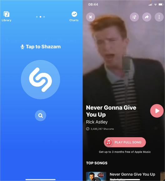 Usa Shazam per identificare una canzone