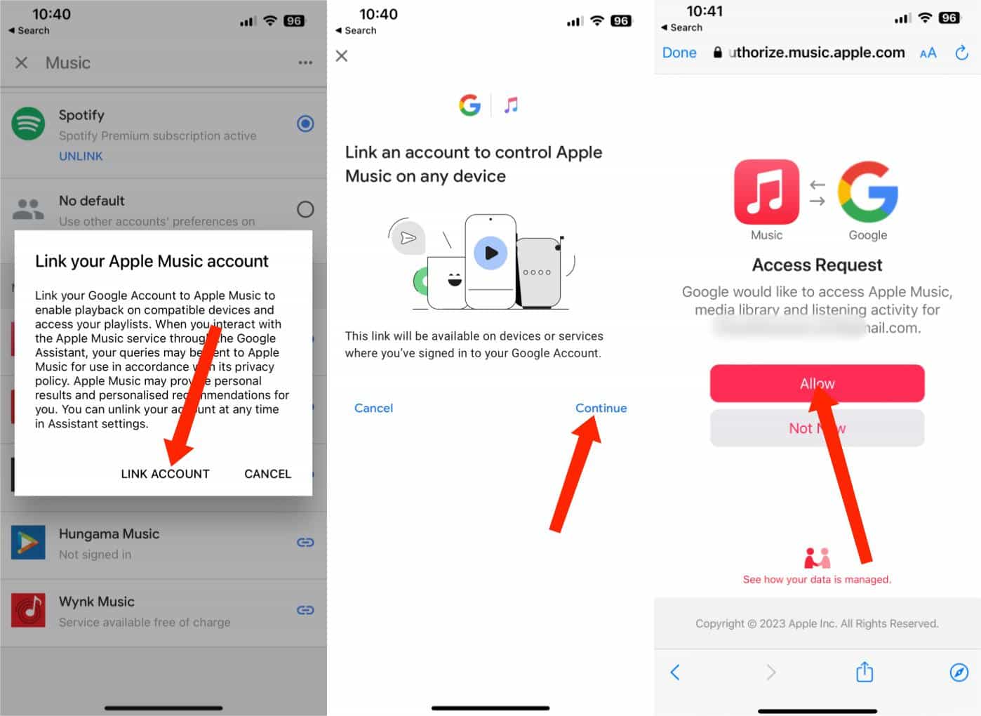 Faça login no Apple Music no Google Home