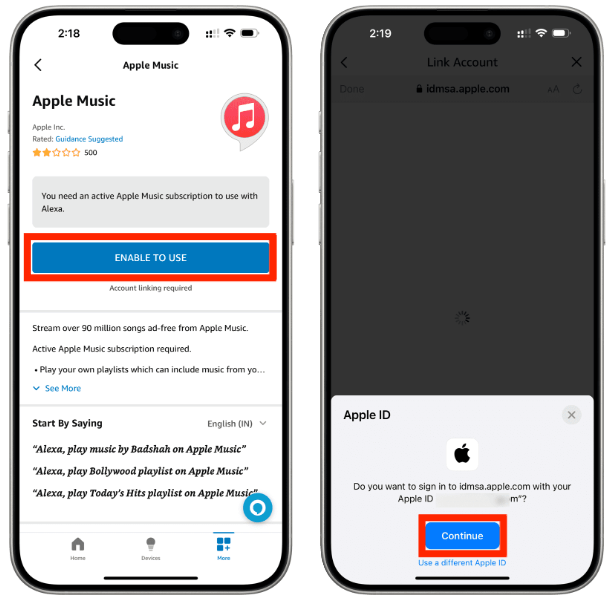 Enable To Use Apple Music Skill