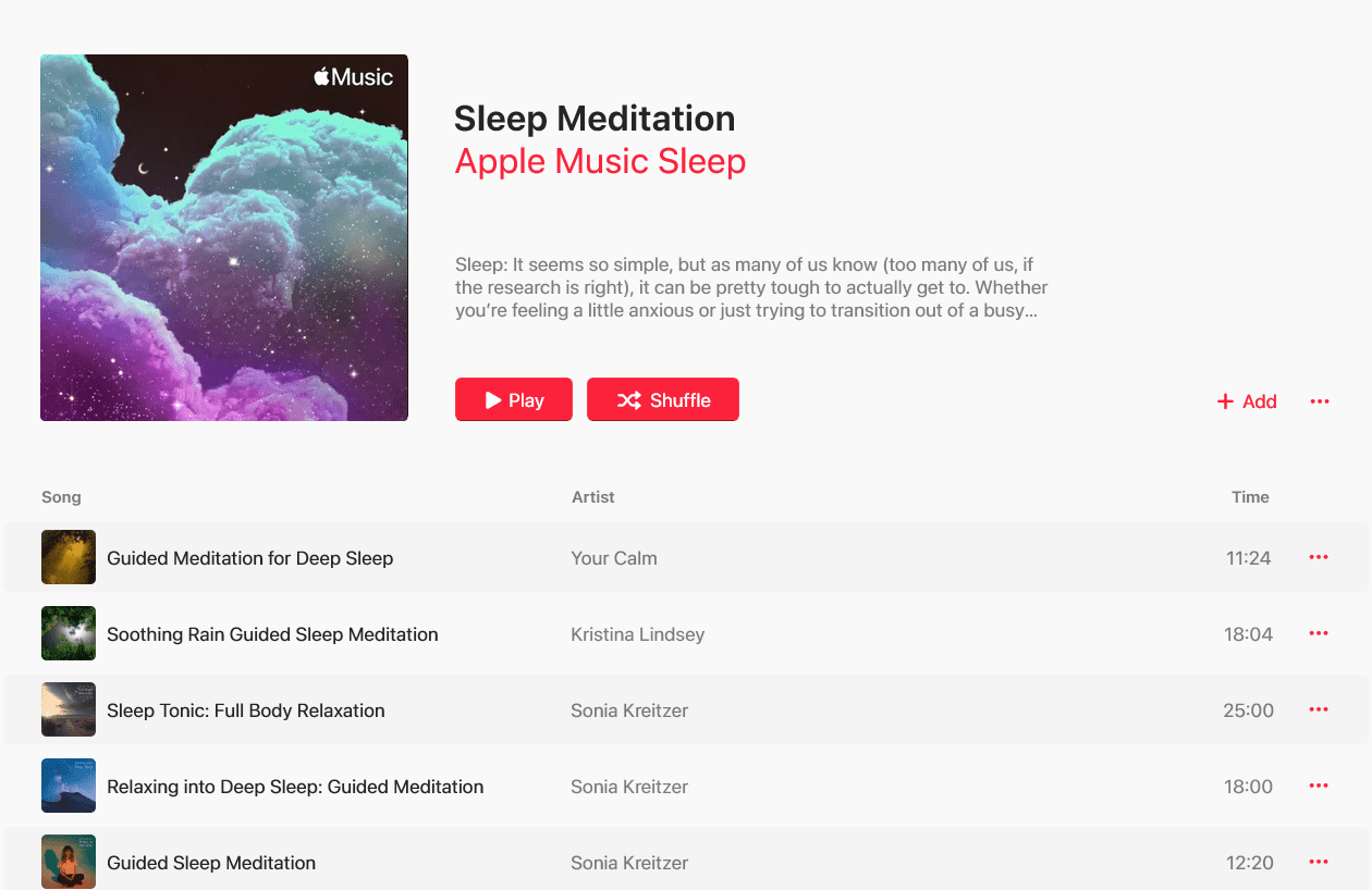 Apple Music Sleep Meditation