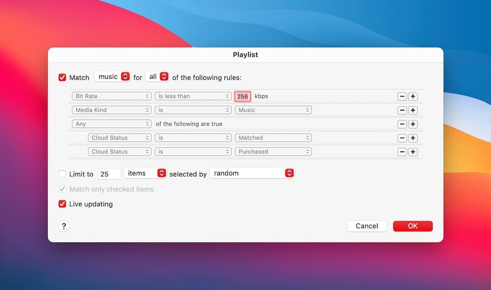 Create New Smart Playlist