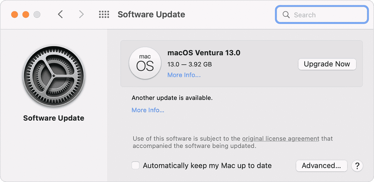 在 Mac 上更新 Macos