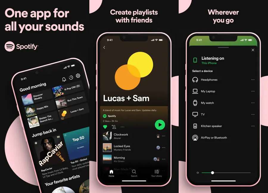 Aplicativo de música Spotify para iPhone