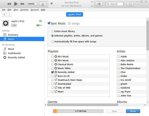 Перенос Apple Music на iPod Shuffle с помощью iTunes
