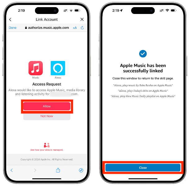 Allow Alexa Access Apple Music