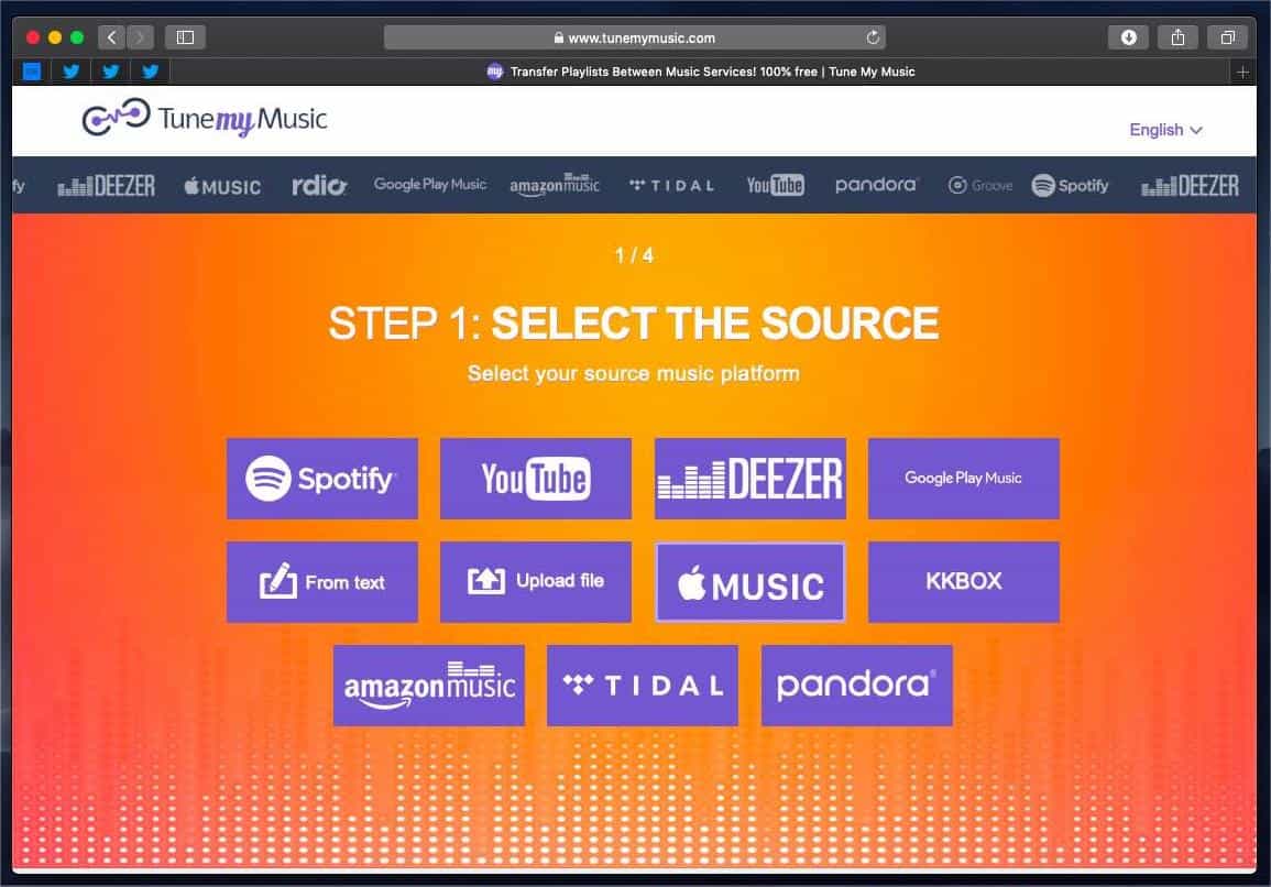 Aplicación TuneMyMusic