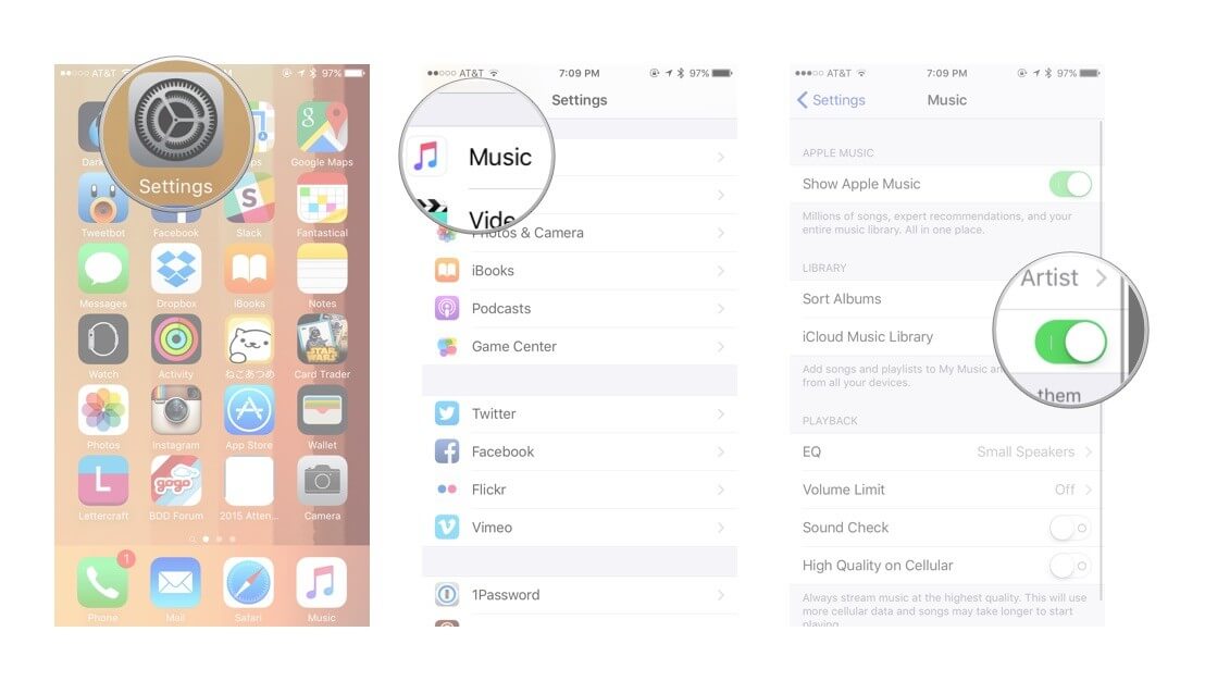 Deaktivieren Sie die iCloud-Musikbibliothek auf dem iPhone