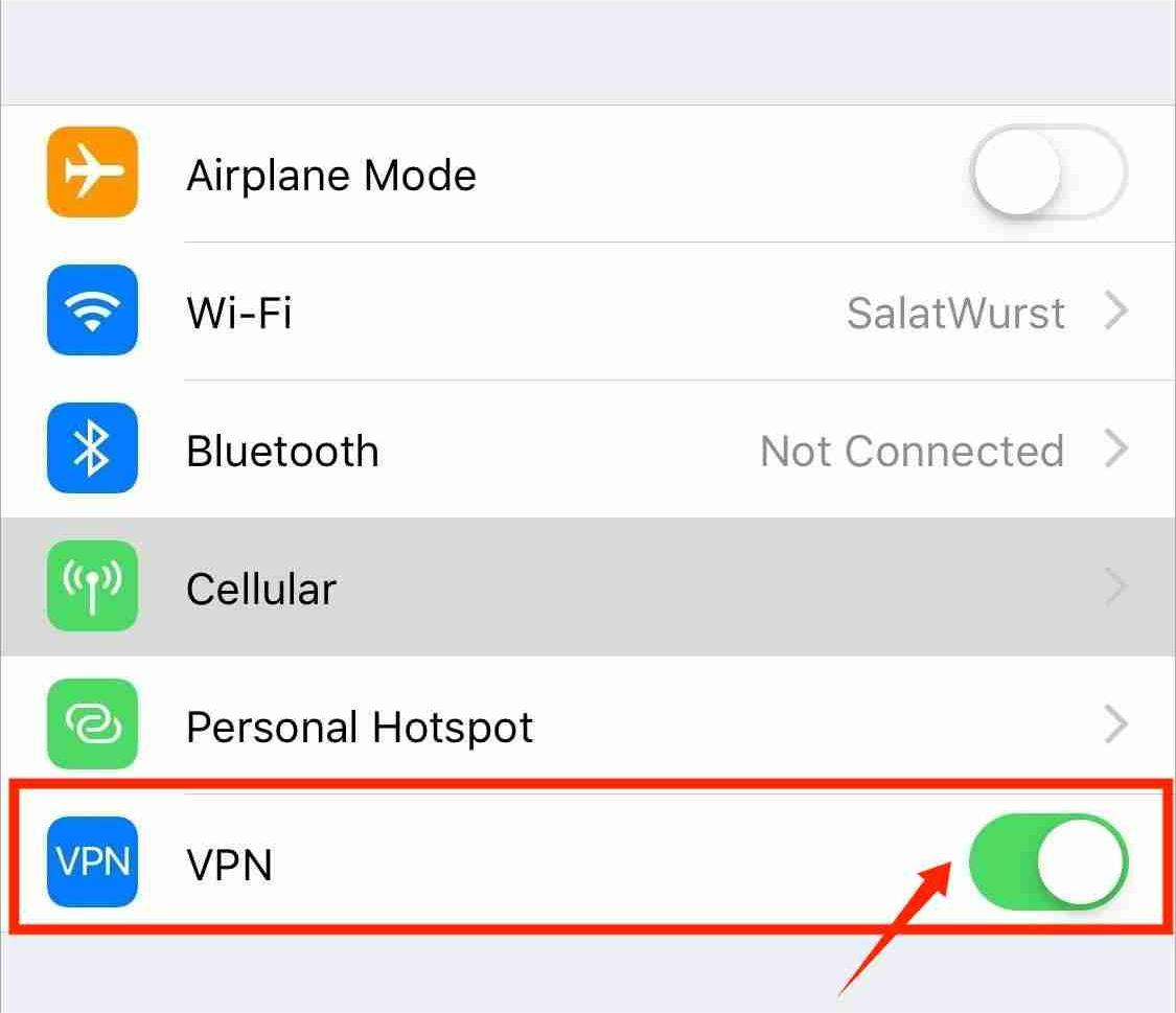 Включить iOS VPN
