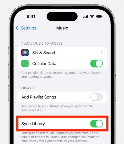 Synchroniser la bibliothèque sur l'application mobile
