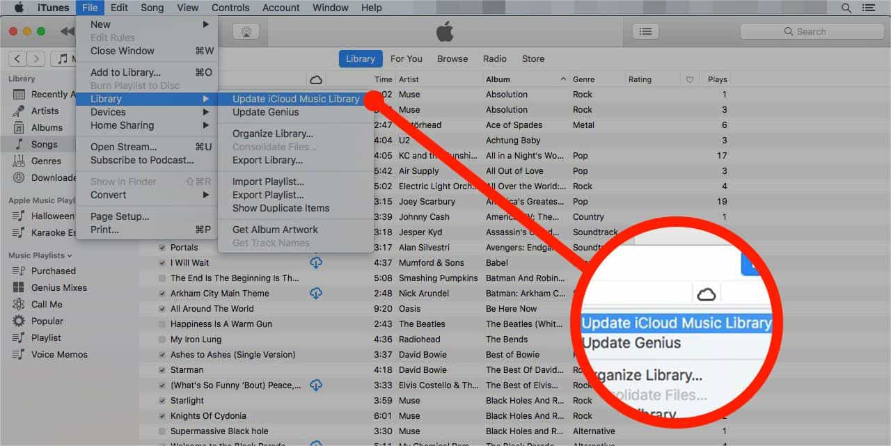 Actualice su biblioteca de música de iCloud