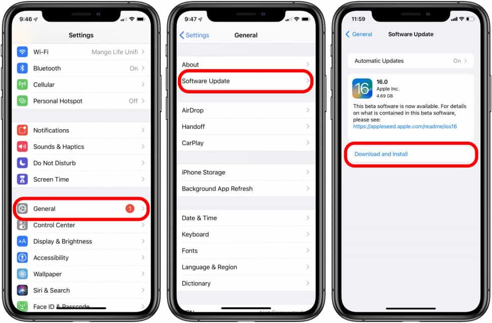 iOS をアップデートする