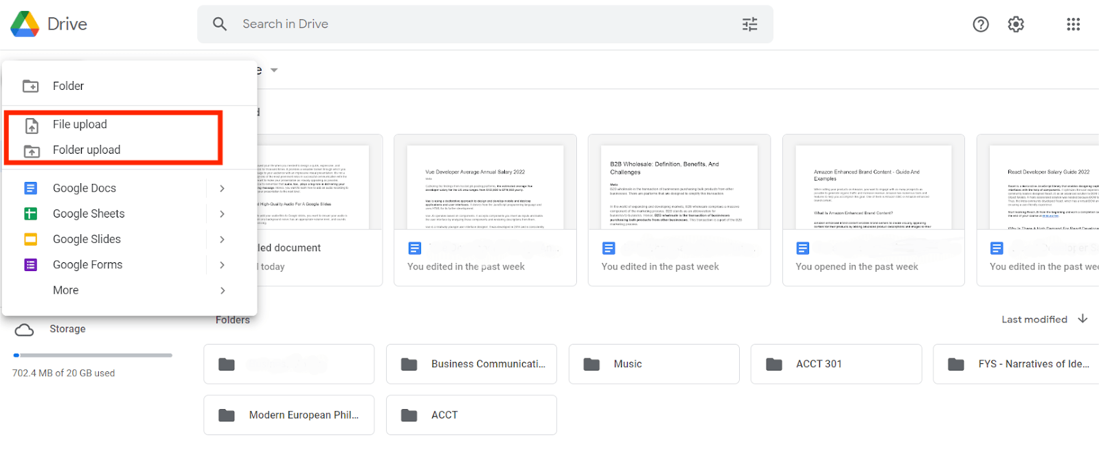 تحميل الموسيقى إلى Google Drive