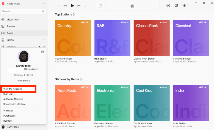 Отмена бесплатной пробной версии Apple Music Windows