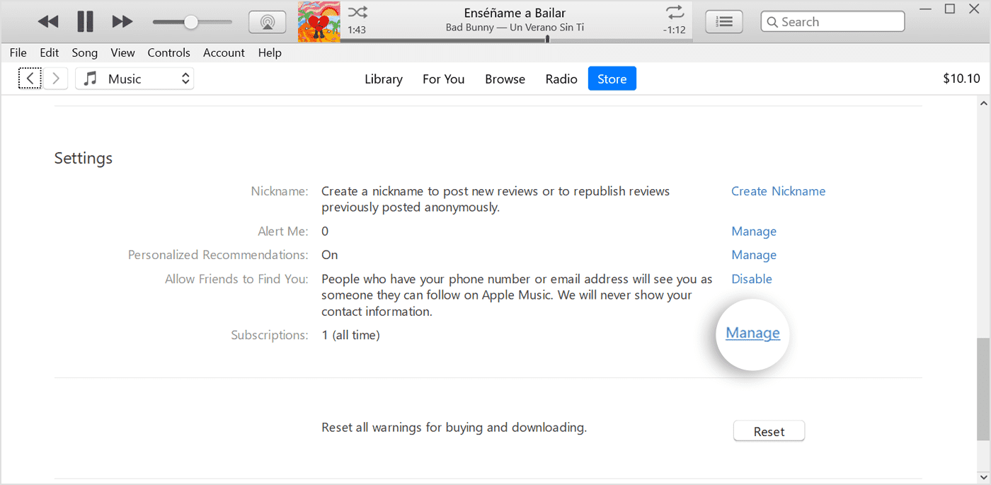 iTunes でのサブスクリプションのキャンセル