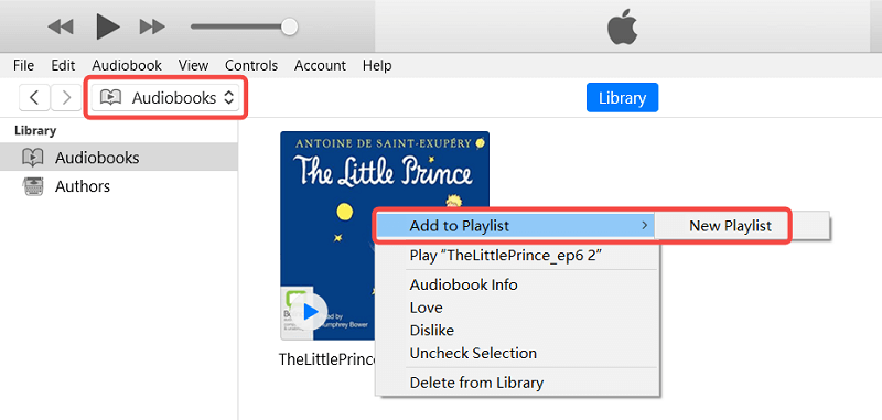 Create New Playlist For the Audible Files