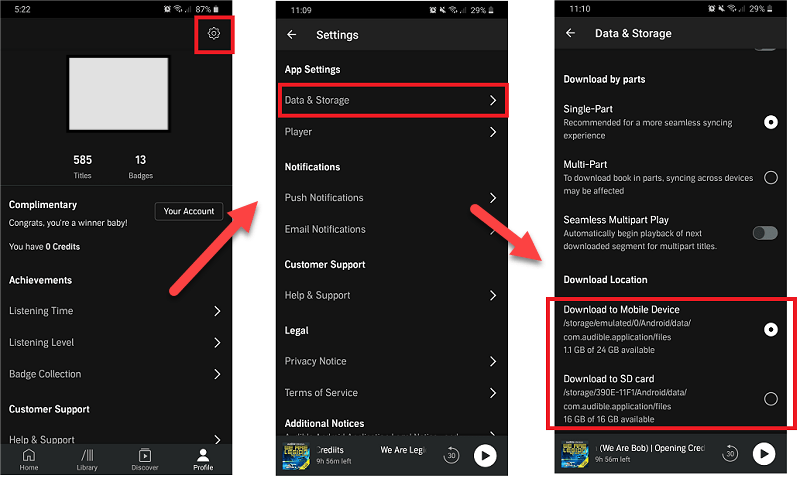 Verschieben Sie Hörbücher auf die SD-Karte auf Android