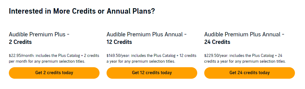 Audible Premium Plus Annual  Price