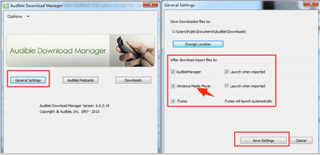 Audible Download Manager General Settings