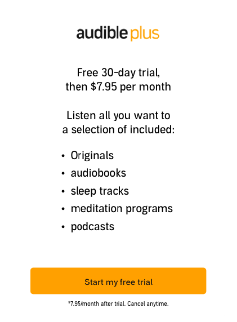 Essai gratuit d'Audible Plus