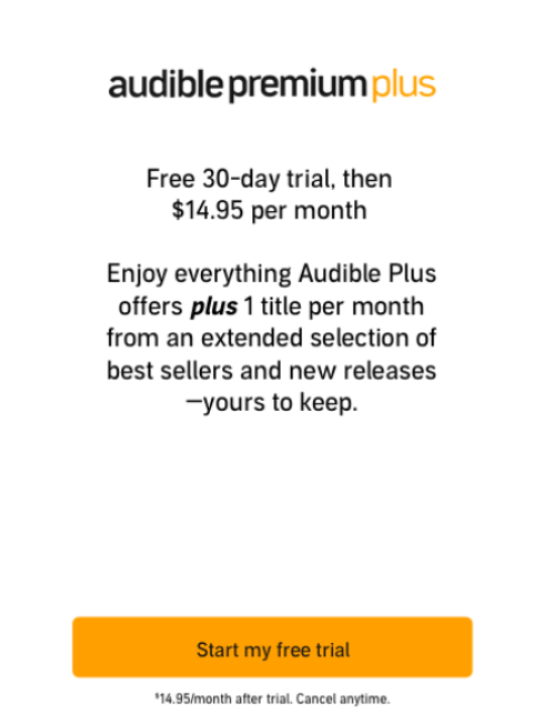 Avaliação Gratuita do Audible Premium Plus