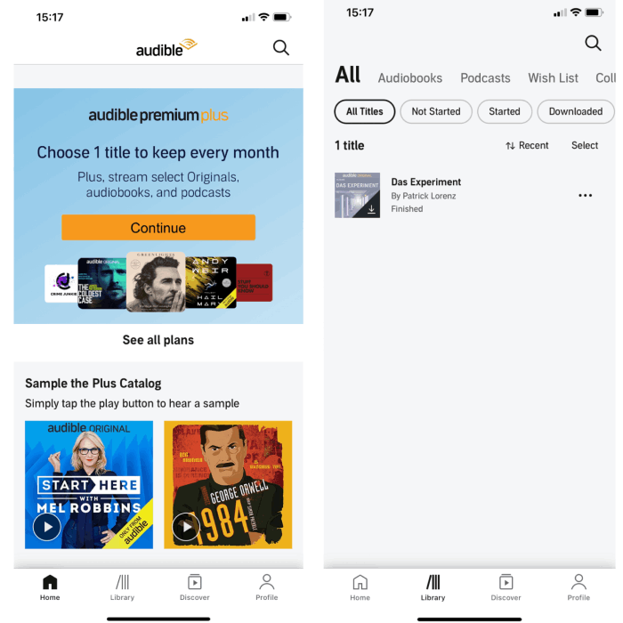 Поток Audible Books на iPhone