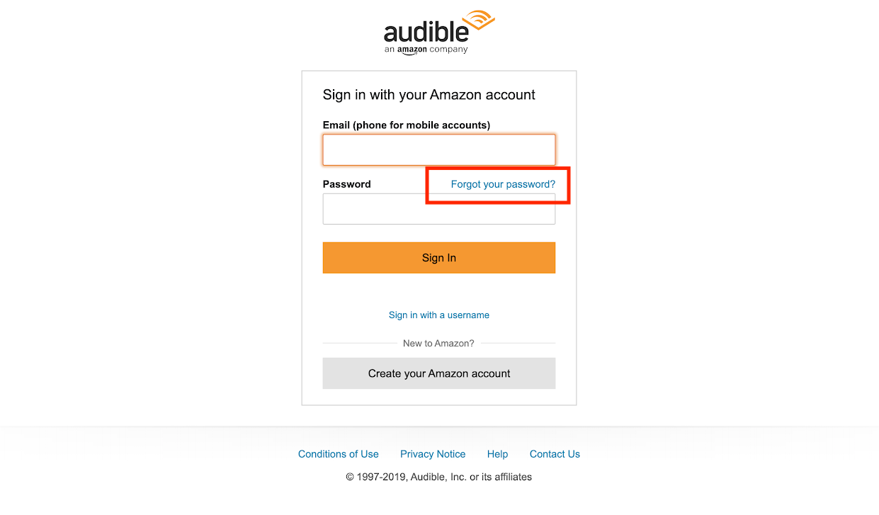 Forgot Audible Password