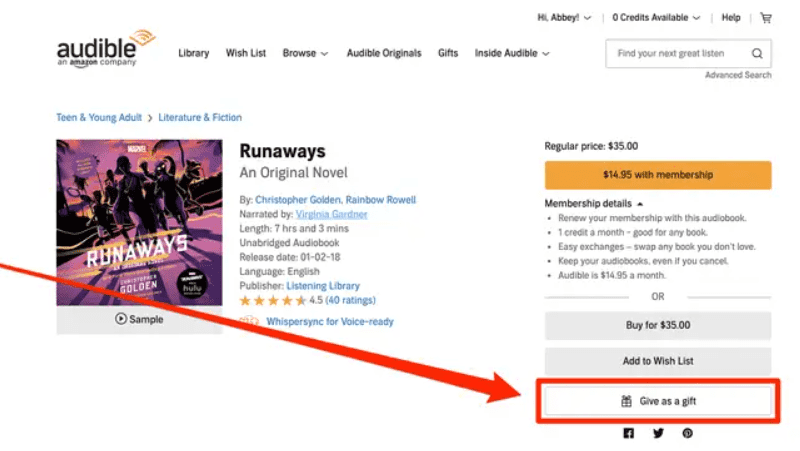 How To Gift An Audible Book
