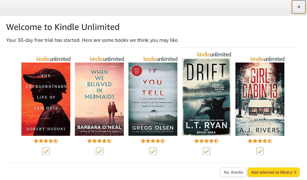 Finish Kindle Unlimited Sign Up