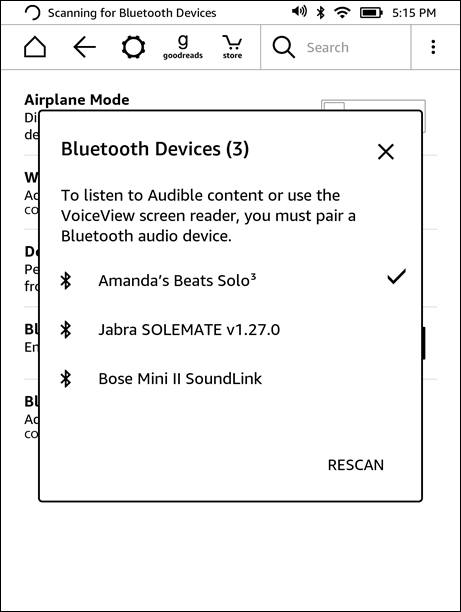 Bluetooth デバイス Kindle をペアリングする