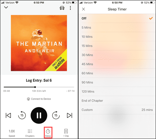 Set Sleep Timer On Audible